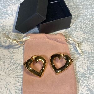 YSL Gold Heart Clip On Earrings